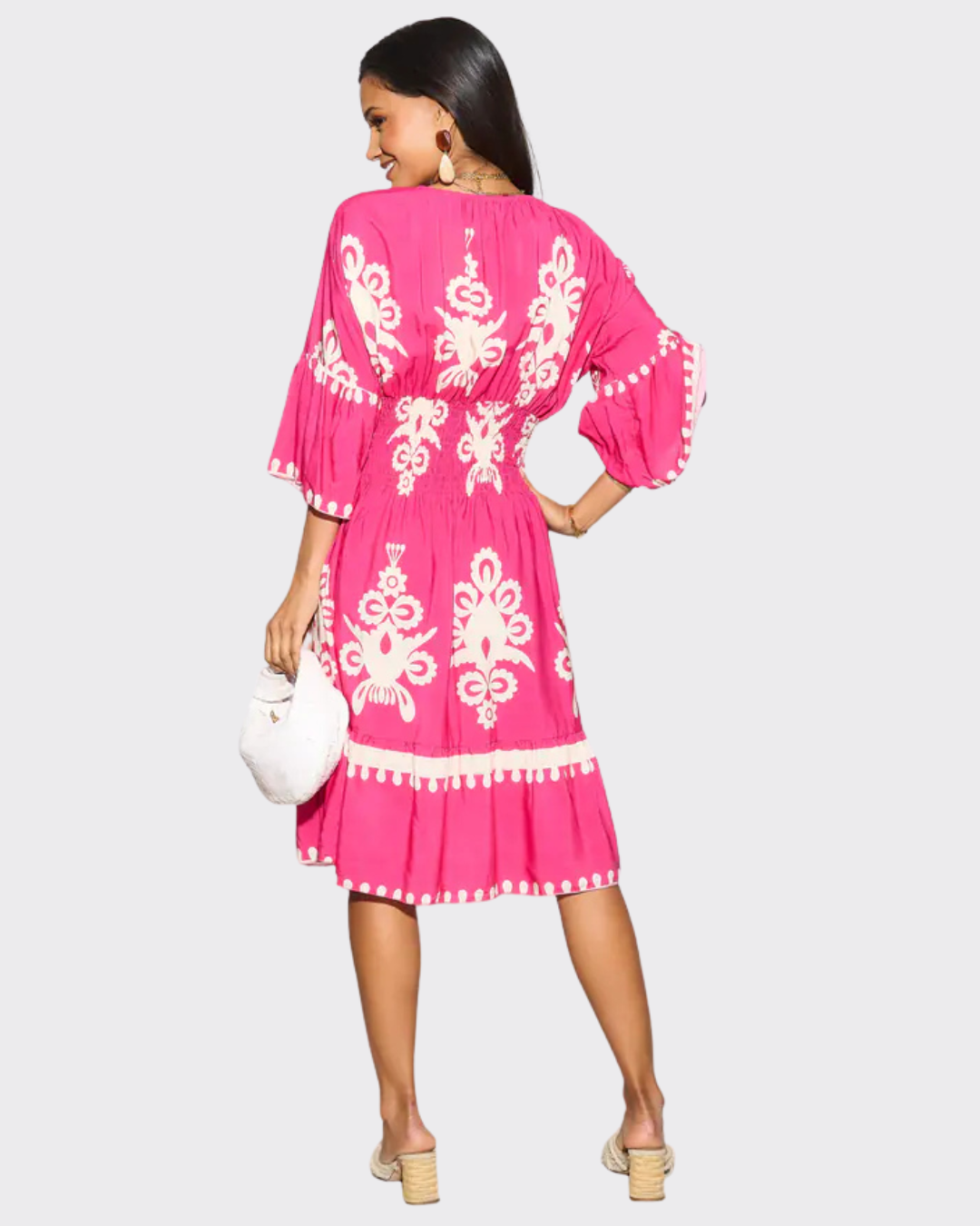 Vestido Holgado con Mangas y Escote en V