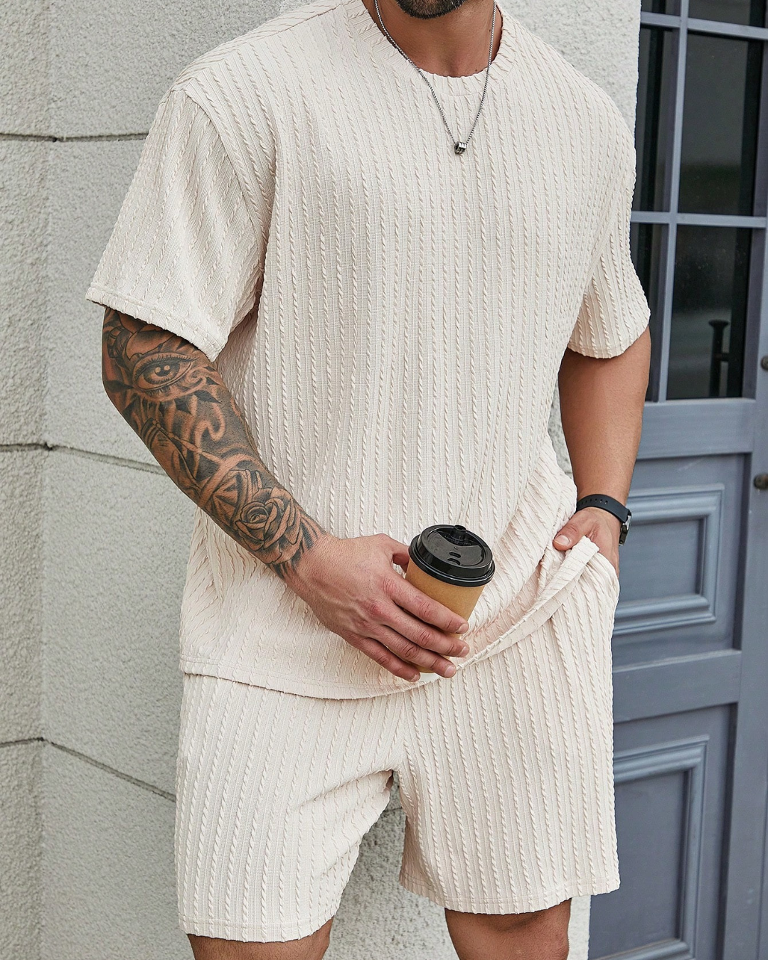 Conjunto Casual de Camiseta Manga Corta y Short para Hombre