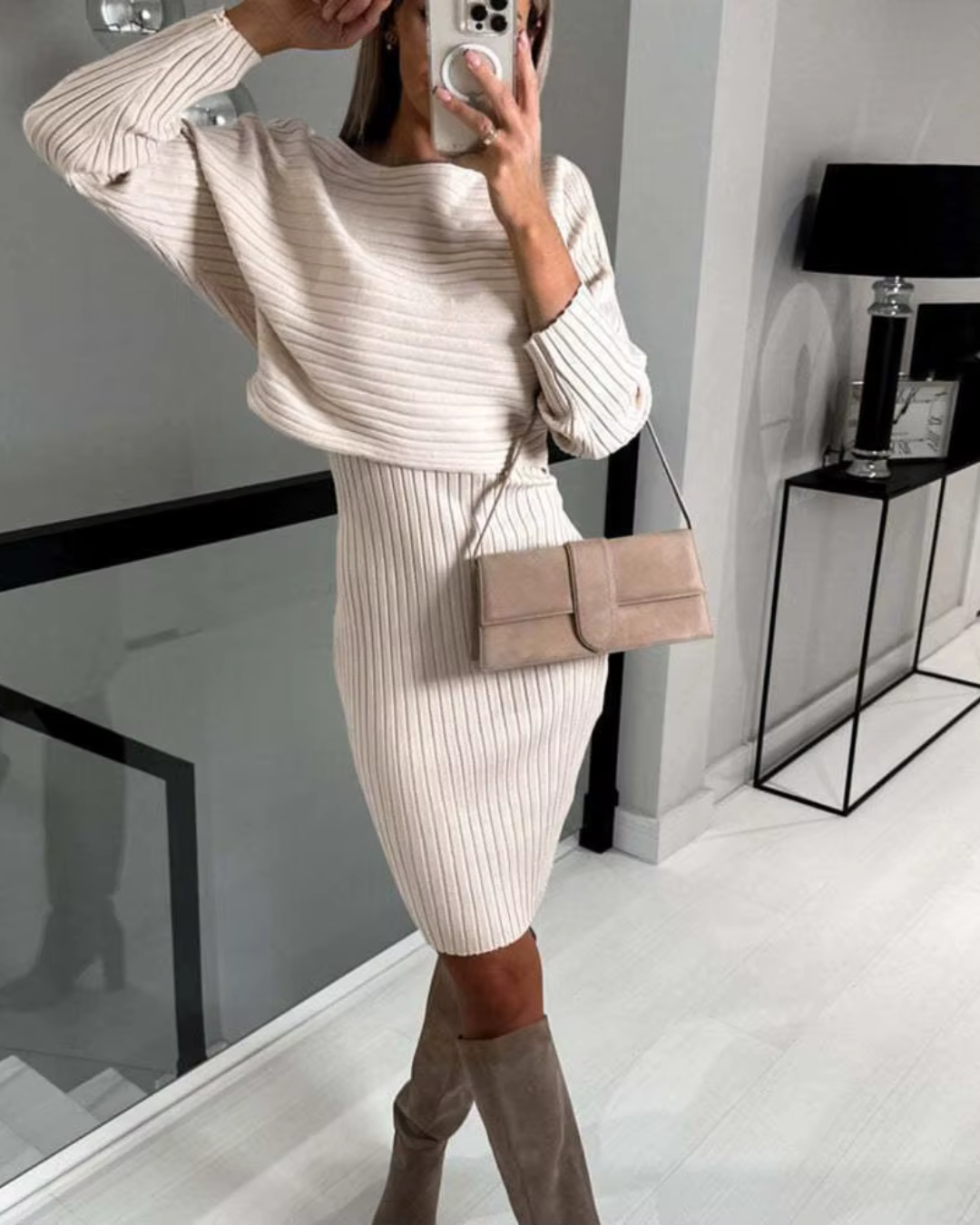 Vestido Corto Ajustado de Canalé para Mujer