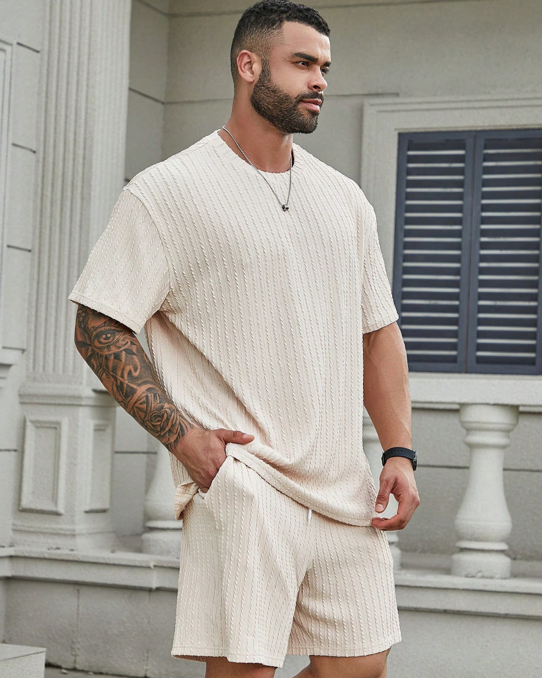 Conjunto Casual de Camiseta Manga Corta y Short para Hombre