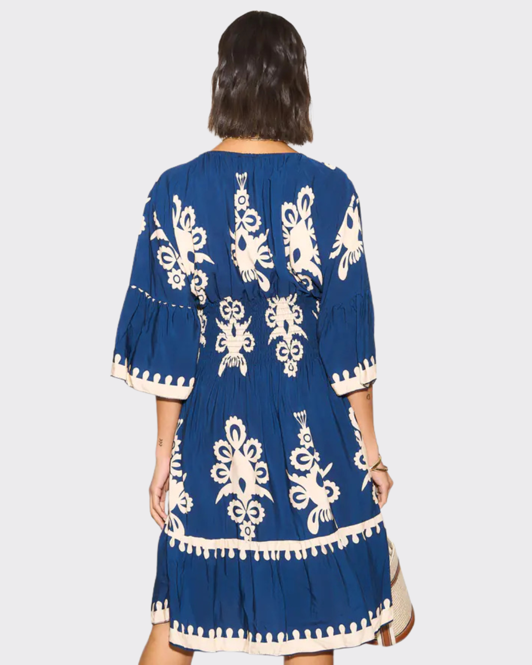 Vestido Holgado con Mangas y Escote en V