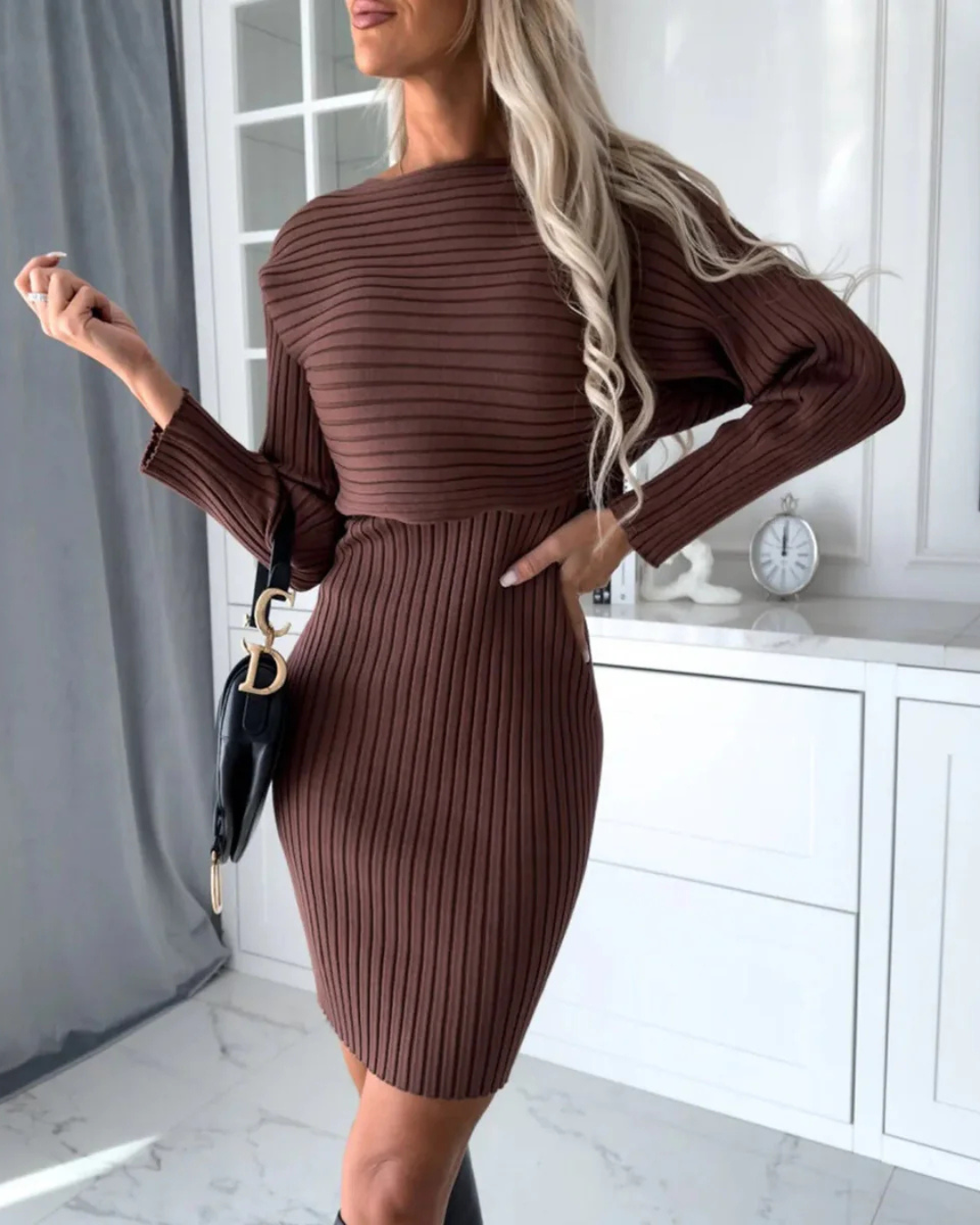 Vestido Corto Ajustado de Canalé para Mujer