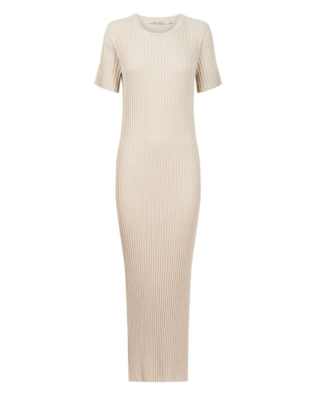 Vestido Largo de Manga Corta con Canalé para Mujer