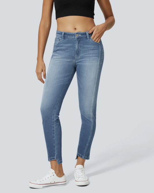 Pantalón Ajustado con Múltiples Bolsillos y Cierre de Cremallera para Mujer