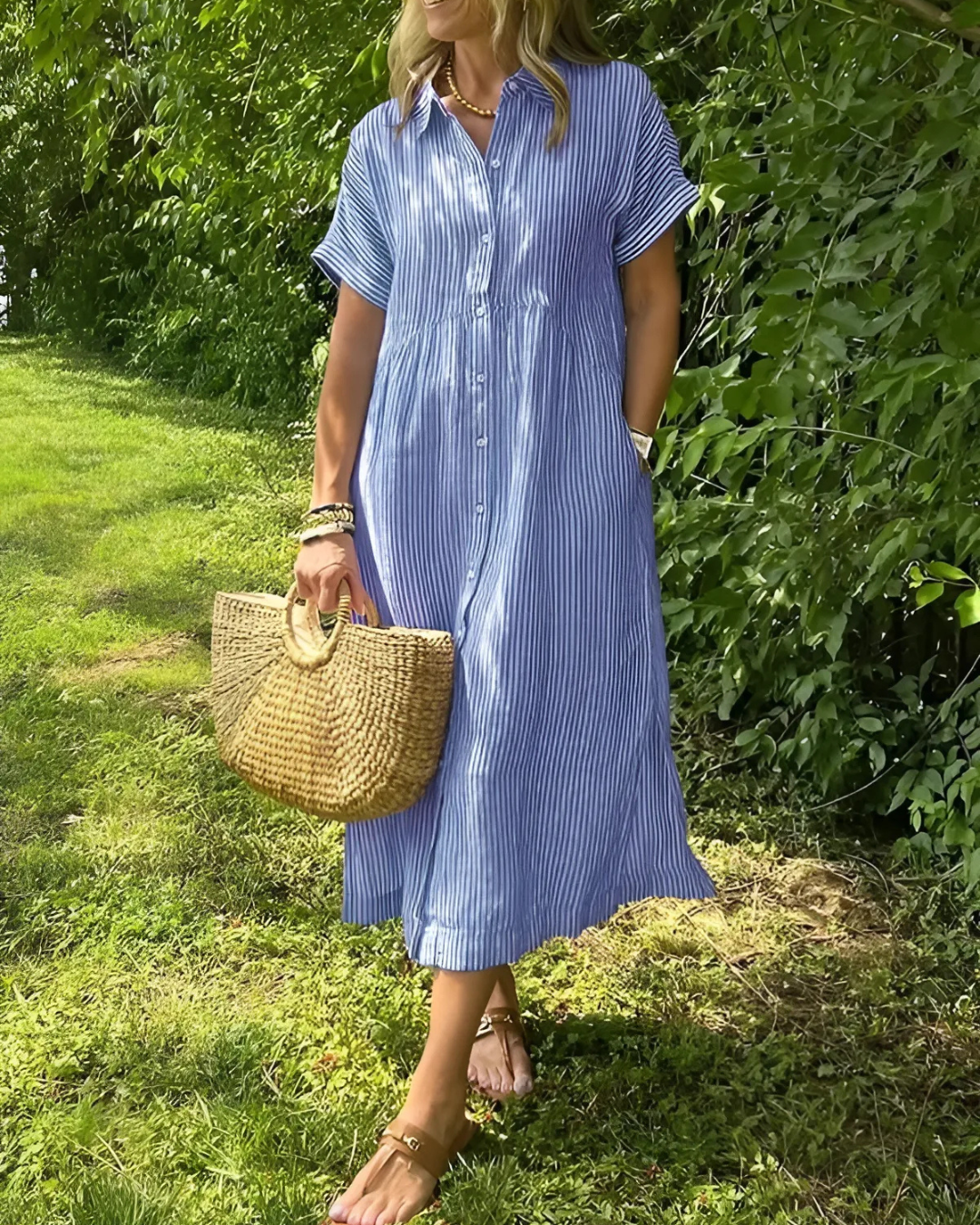 Vestido Camisero con Botones y Bolsillos
