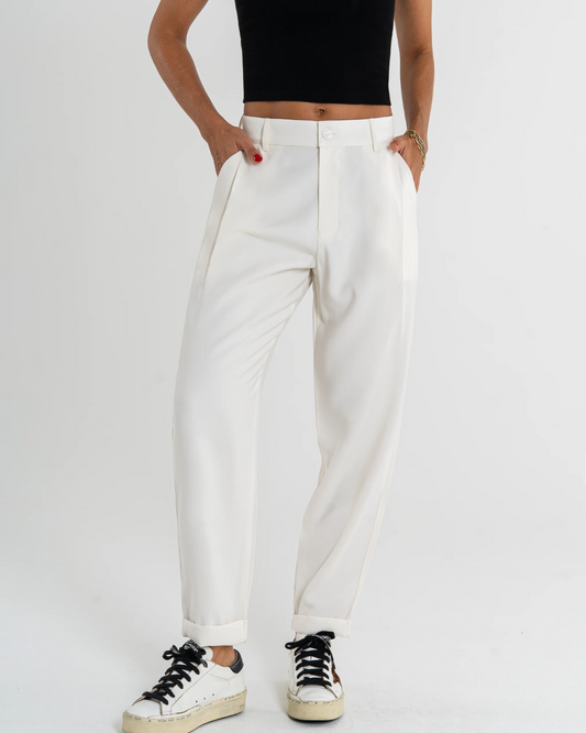 Pantalones de cintura alta y corte recto para mujer