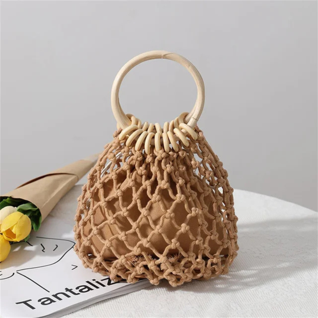 Bolso Boho de Red Tejida con Asa Circular
