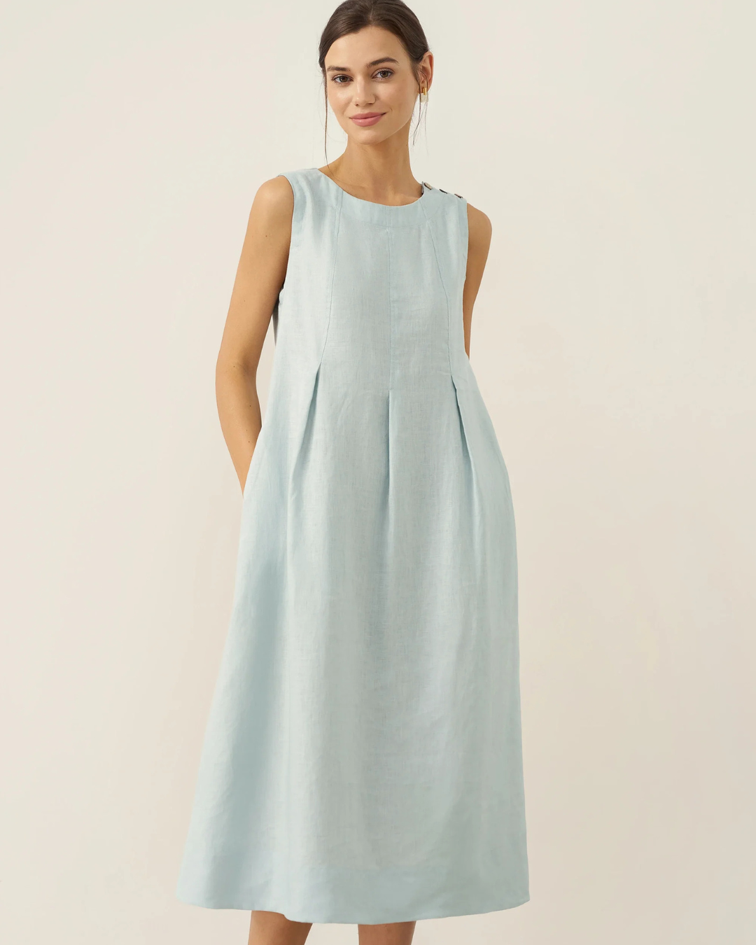 Vestido casual con bolsillos laterales para mujer