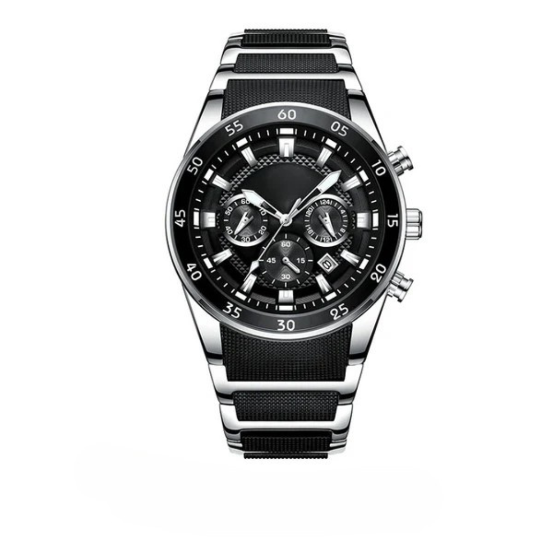 Reloj de cuarzo multifunción para hombre, resistente al agua