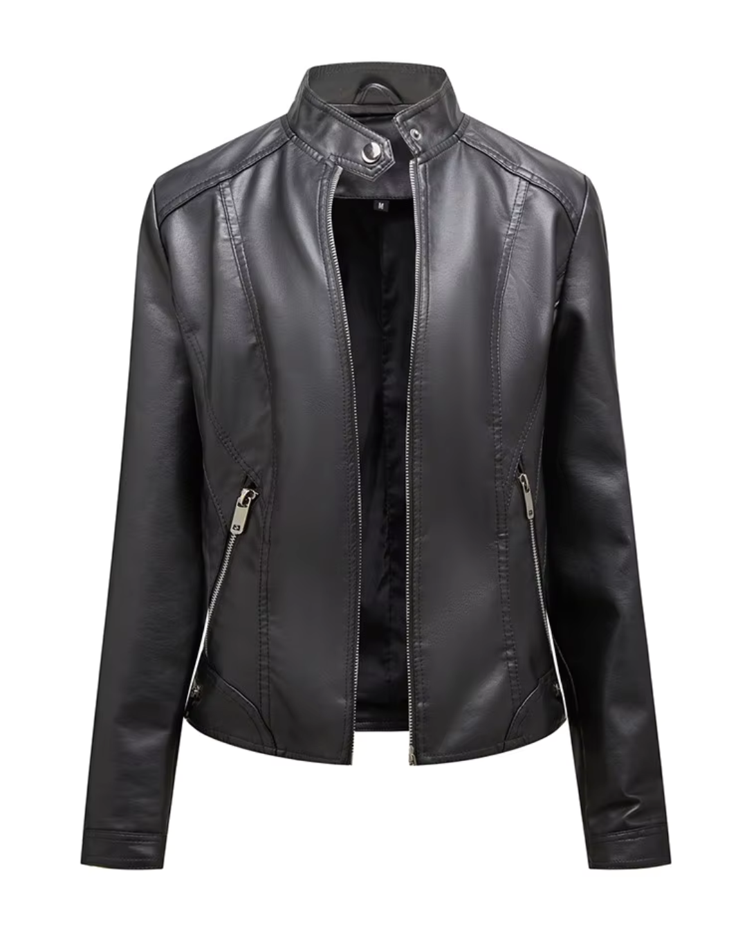 Chaqueta de Cuero con Cremallera para Mujer
