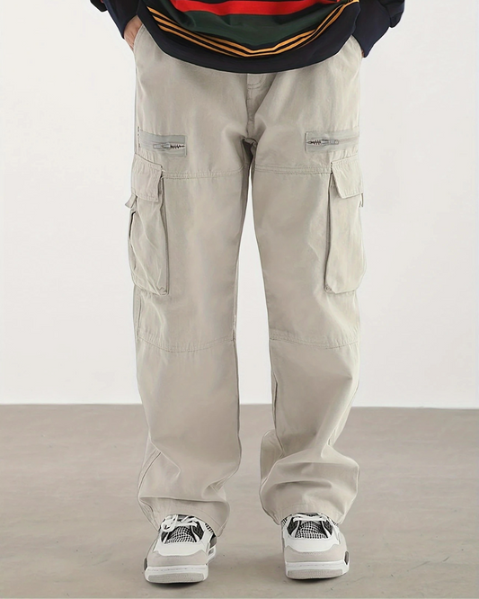 Pantalón Cargo con Cintura de Cordón Ajustable Para Hombre
