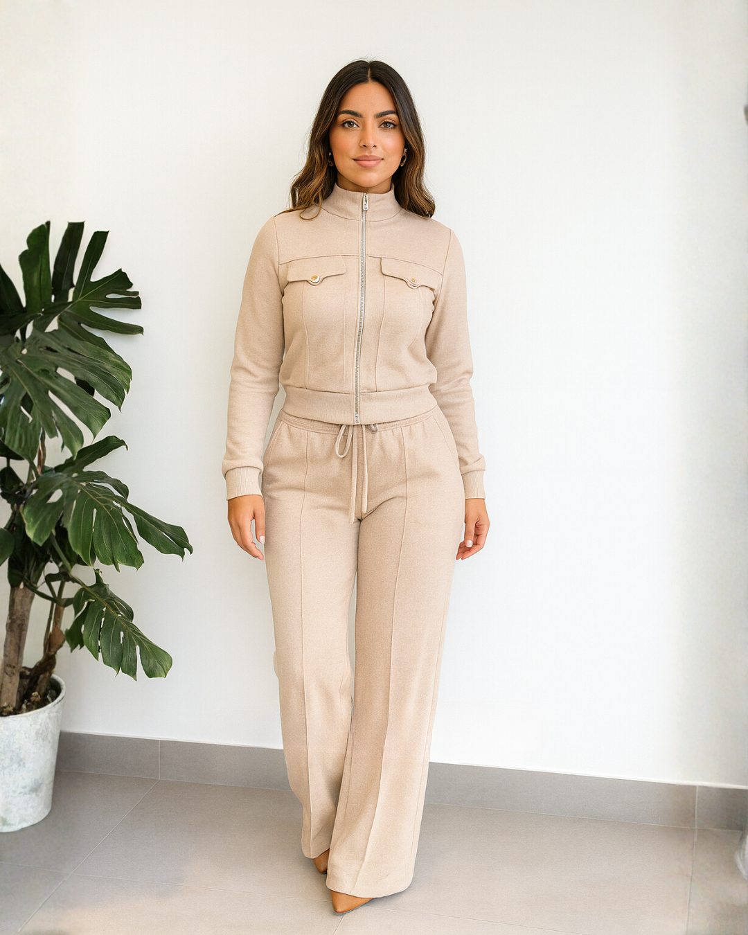 Conjunto Elegante con Tejido Elástico para Mujer