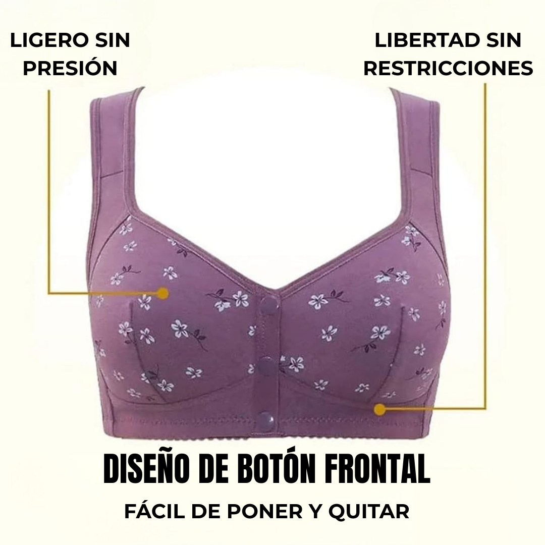 Sujetador Floral Cómodo y Confortable con Botón Frontal (OFERTA 2X1)