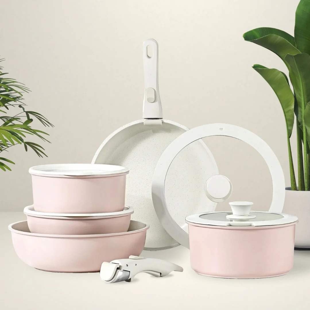 Juego de Sartenes y Ollas con Asas Desmontables para Cocina