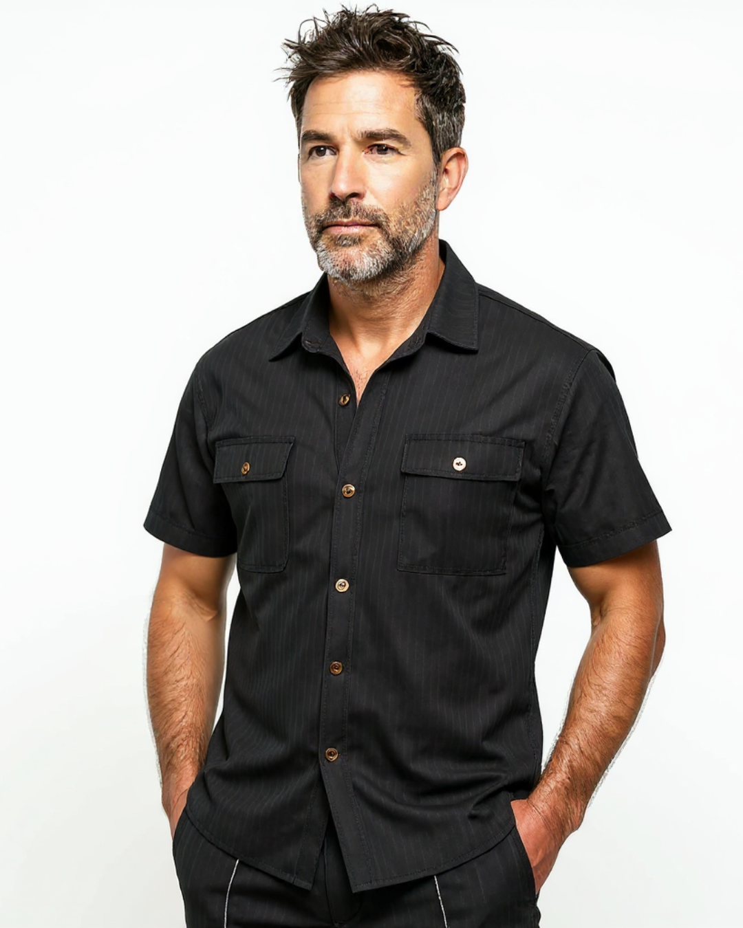 Conjunto informal de dos piezas en algodón y lino para hombre