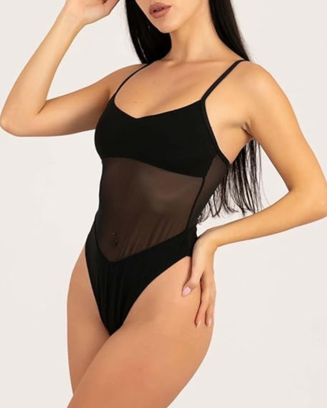 Bañador de una pieza con transparencia