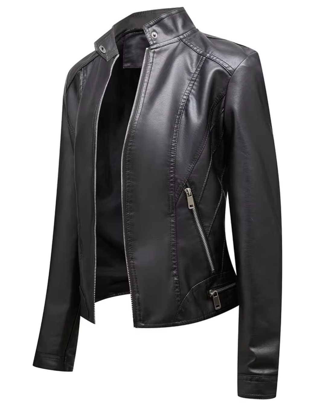 Chaqueta de Cuero con Cremallera para Mujer