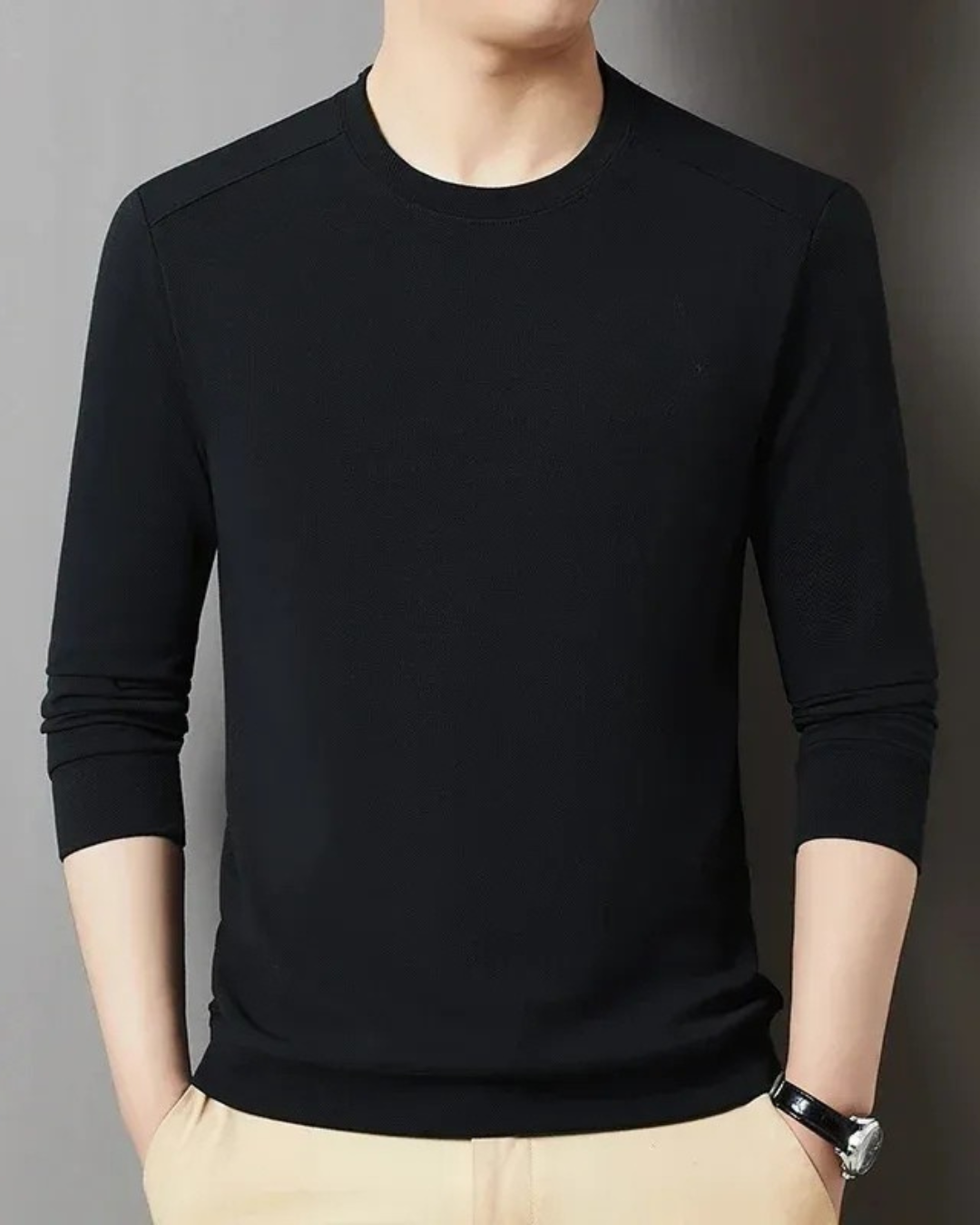 Jersey Manga Larga Elegante de Tejido Elástico para Hombre