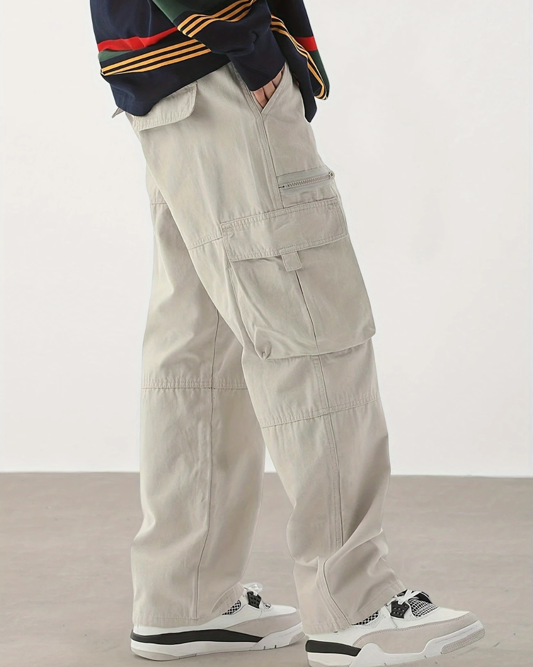 Pantalón Cargo con Cintura de Cordón Ajustable Para Hombre