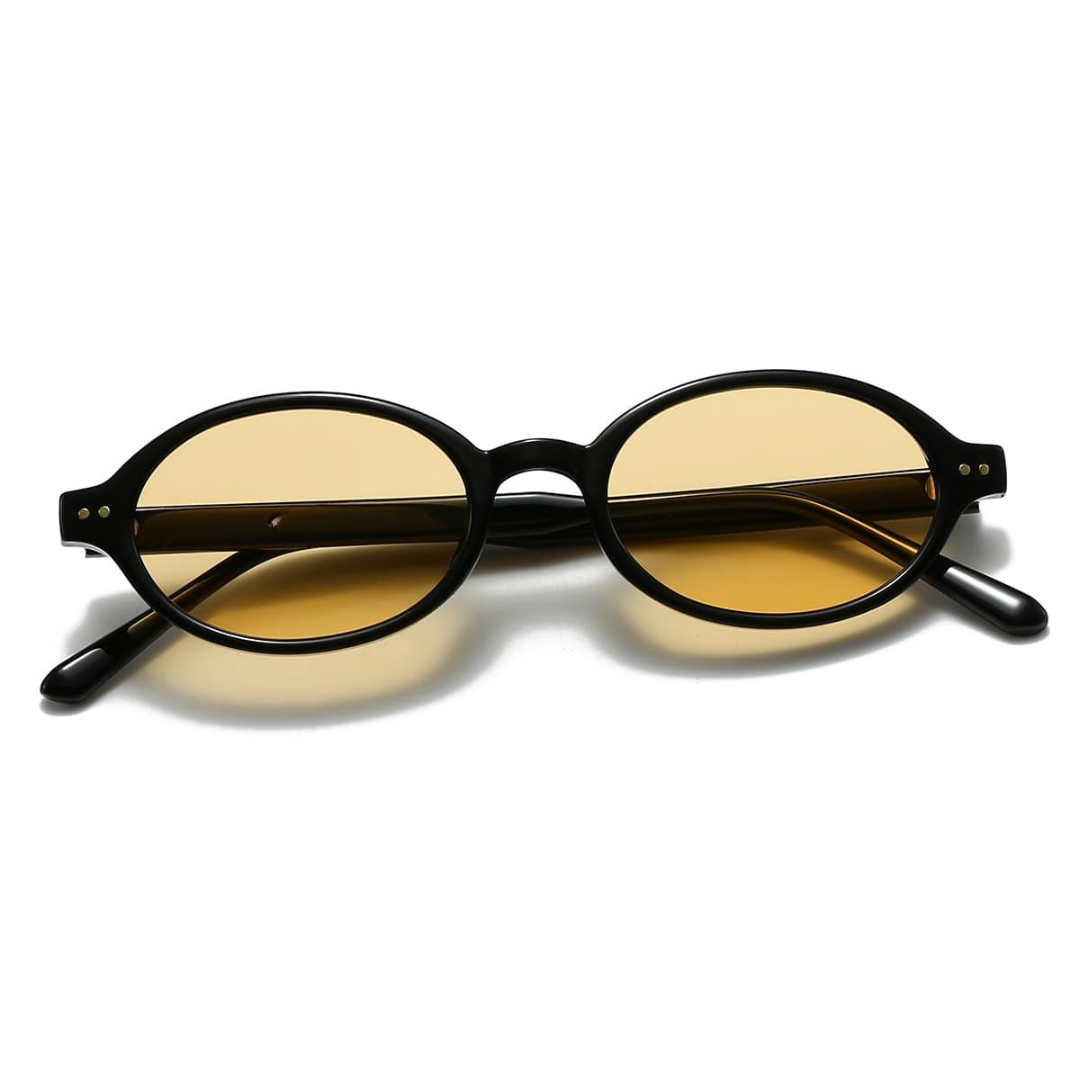 Gafas de Sol Ovaladas con Montura Negra de Estilo Retro Moderno