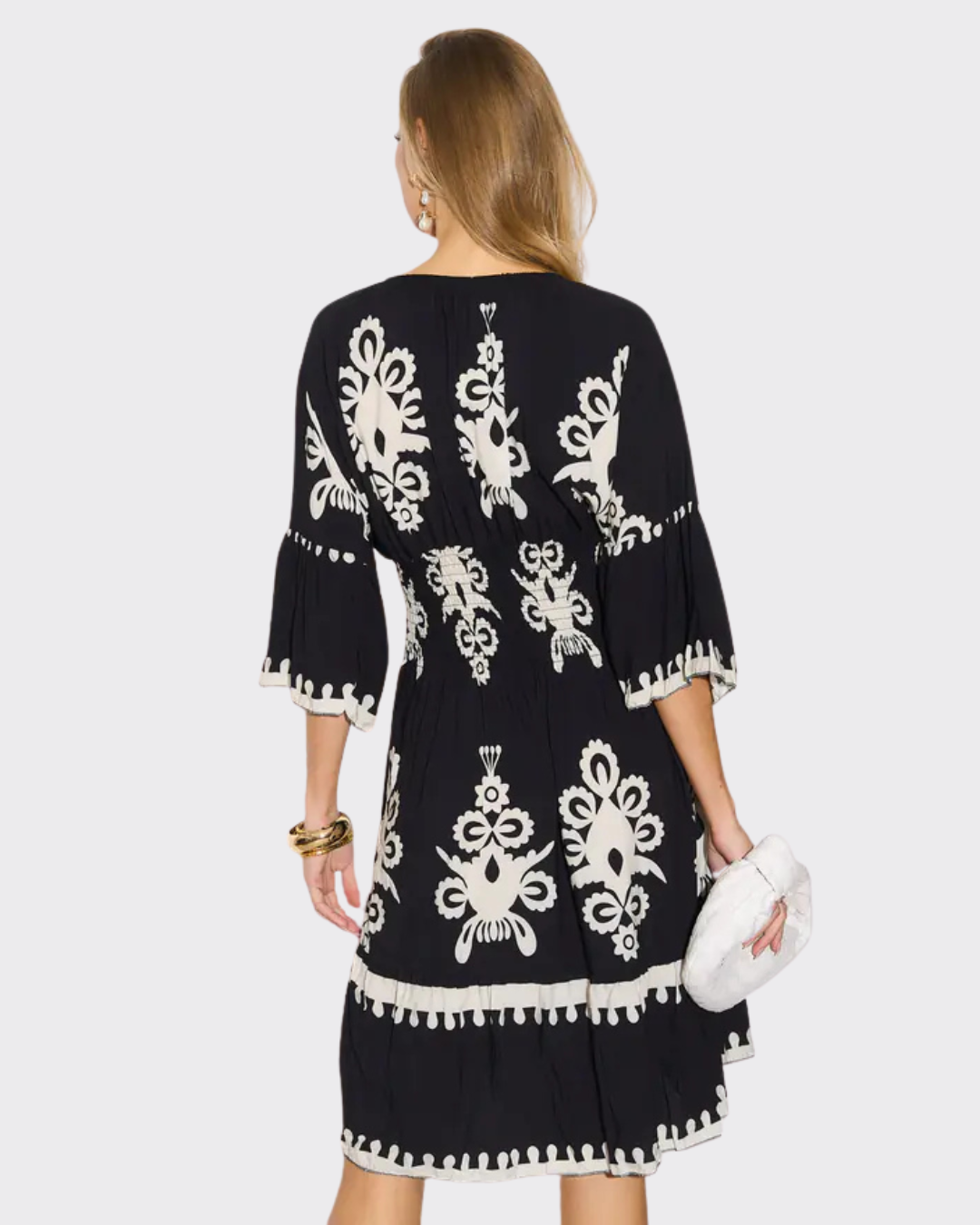 Vestido Holgado con Mangas y Escote en V