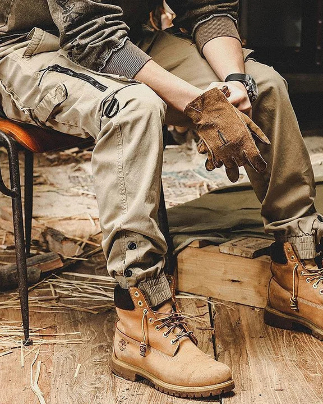Pantalón Cargo con Múltiples Bolsillos Para Hombre
