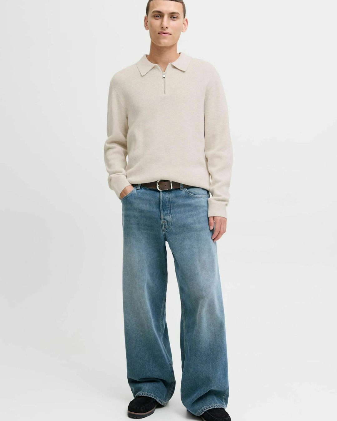Jersey de Cuello Polo con Cremallera Para Hombre