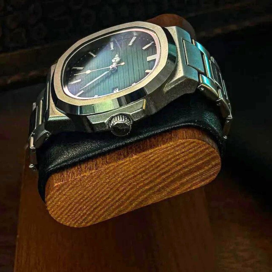 Reloj de Acero Inoxidable con Esfera Negra y Diseño Elegante para Hombre