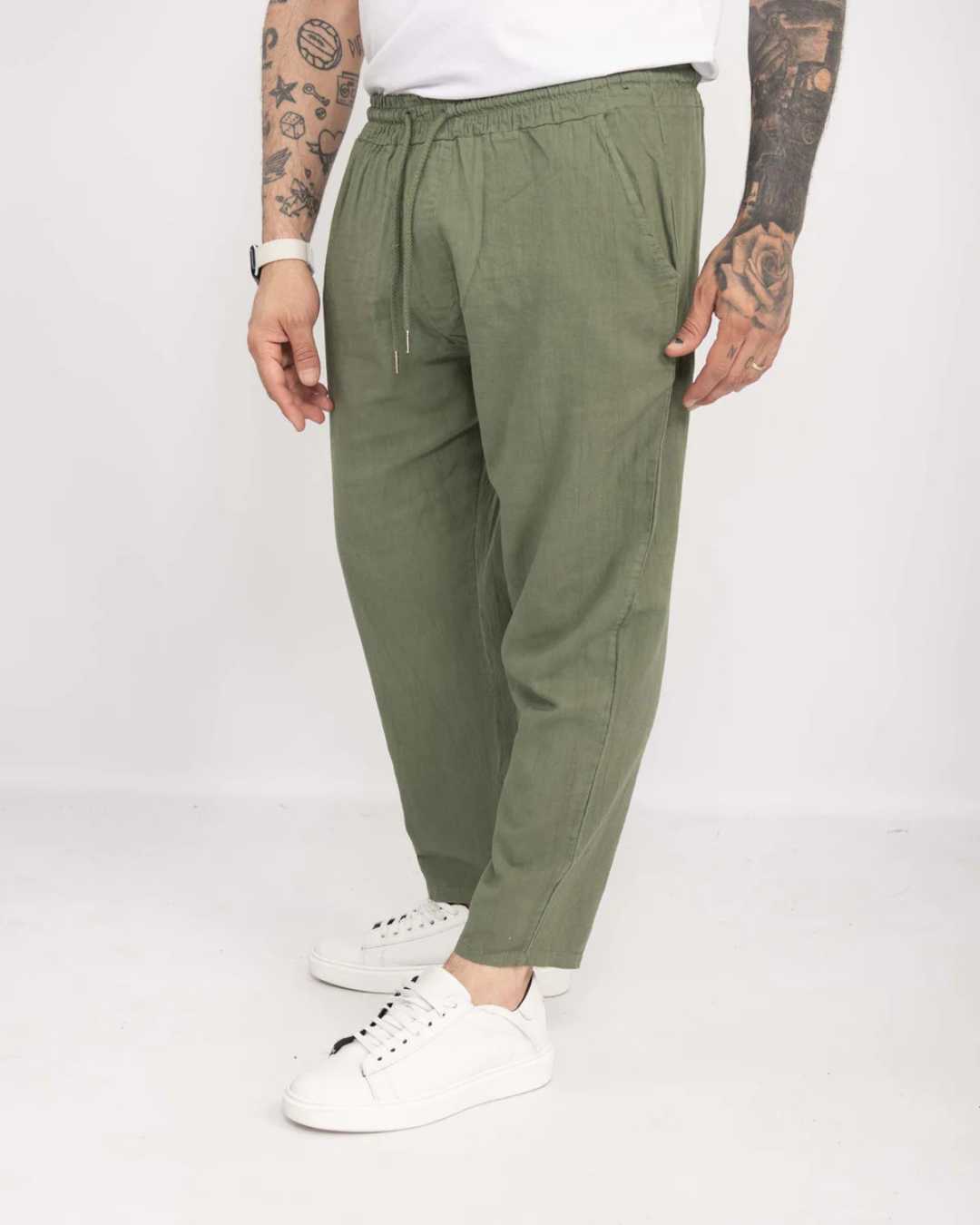 Pantalón de Lino con Cintura Elástica Para Hombre