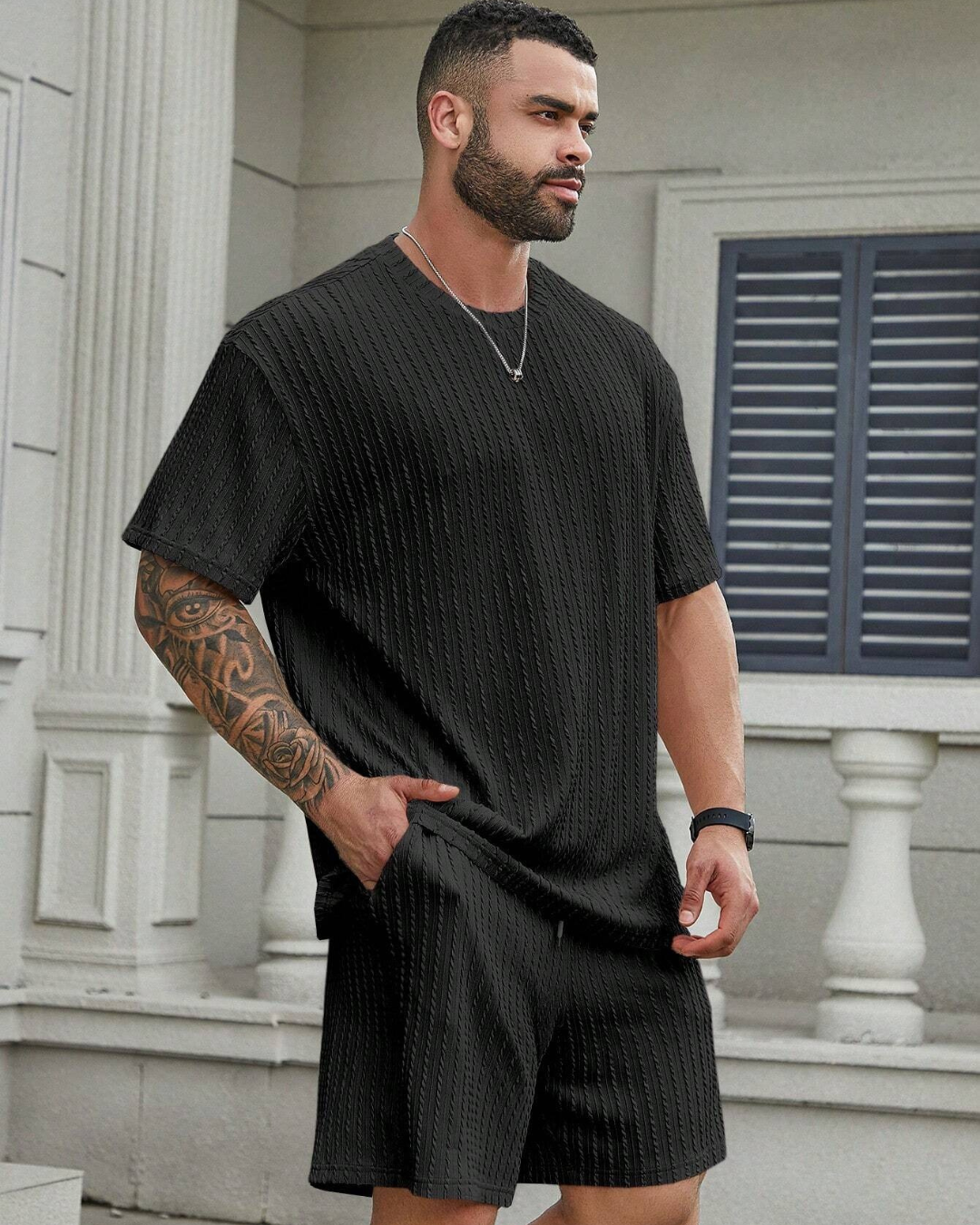 Conjunto Casual de Camiseta Manga Corta y Short para Hombre