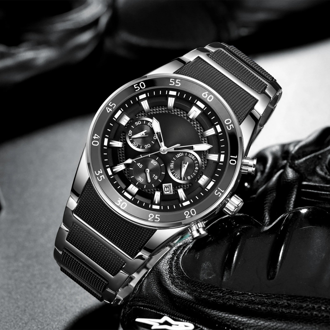 Reloj de cuarzo multifunción para hombre, resistente al agua