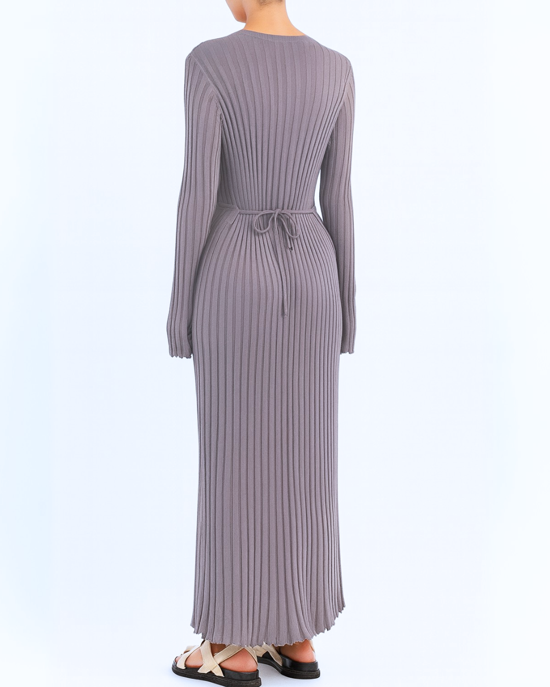 Vestido Acanalado de Corte Acampanado