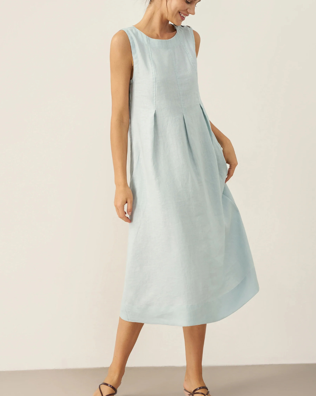 Vestido casual con bolsillos laterales para mujer