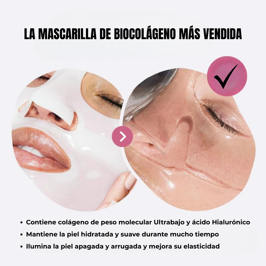 Mascarilla de Biocolágeno para un Cutis Luminoso y Cristalino 100% Testada por Dermatólogos