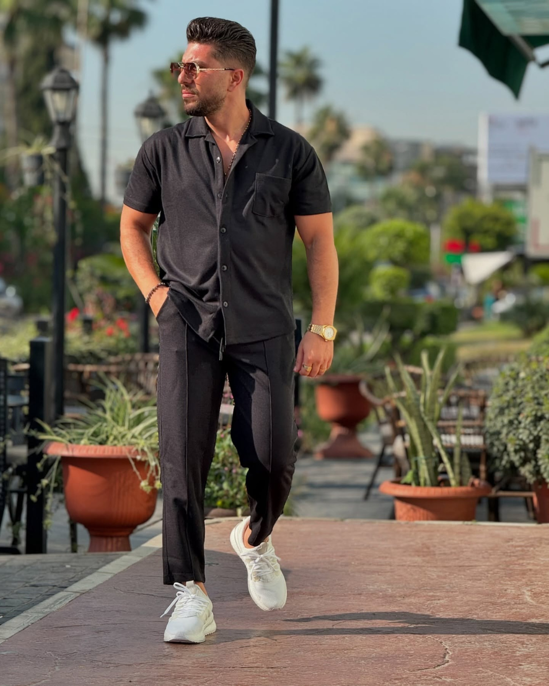 Conjunto Casual con Camisa Manga Corta y Pantalón para Hombre