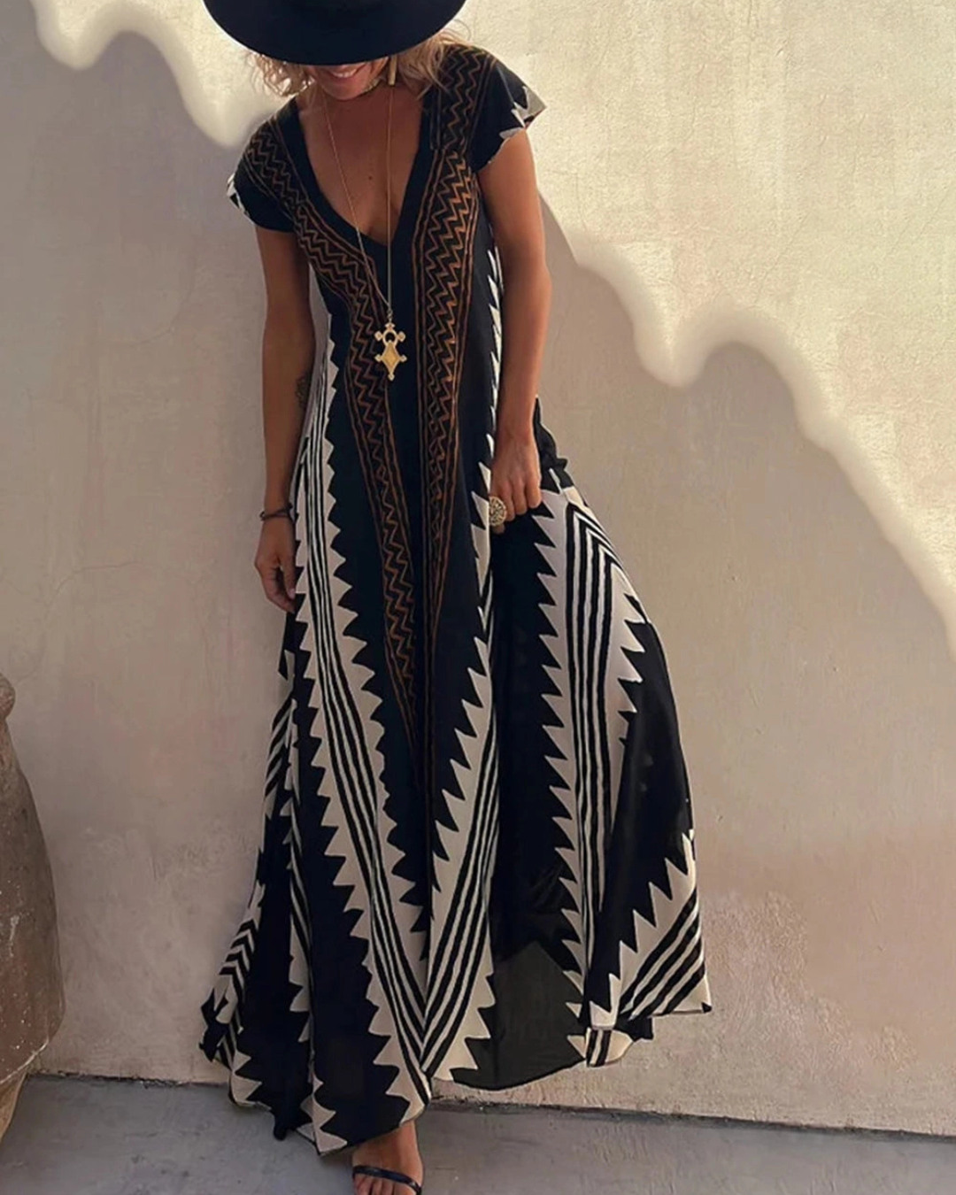 Vestido Boho con Escote en V