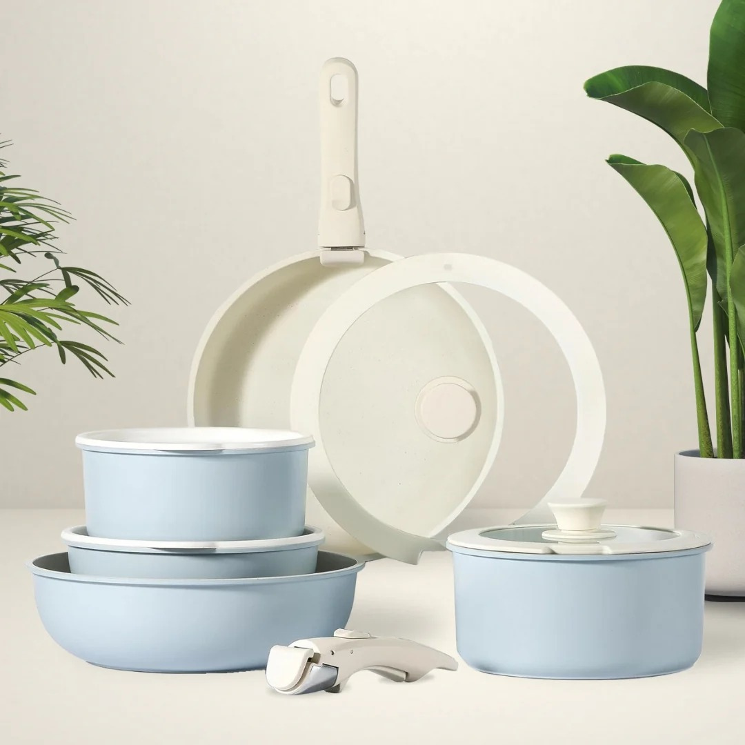 Juego de Sartenes y Ollas con Asas Desmontables para Cocina
