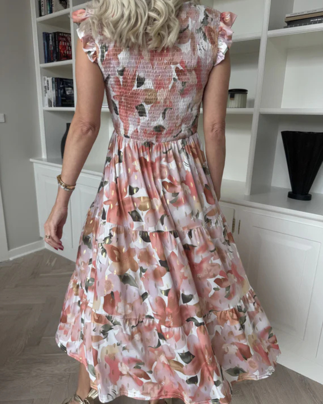 Vestido Floral con Fruncido en el Pecho para Mujer