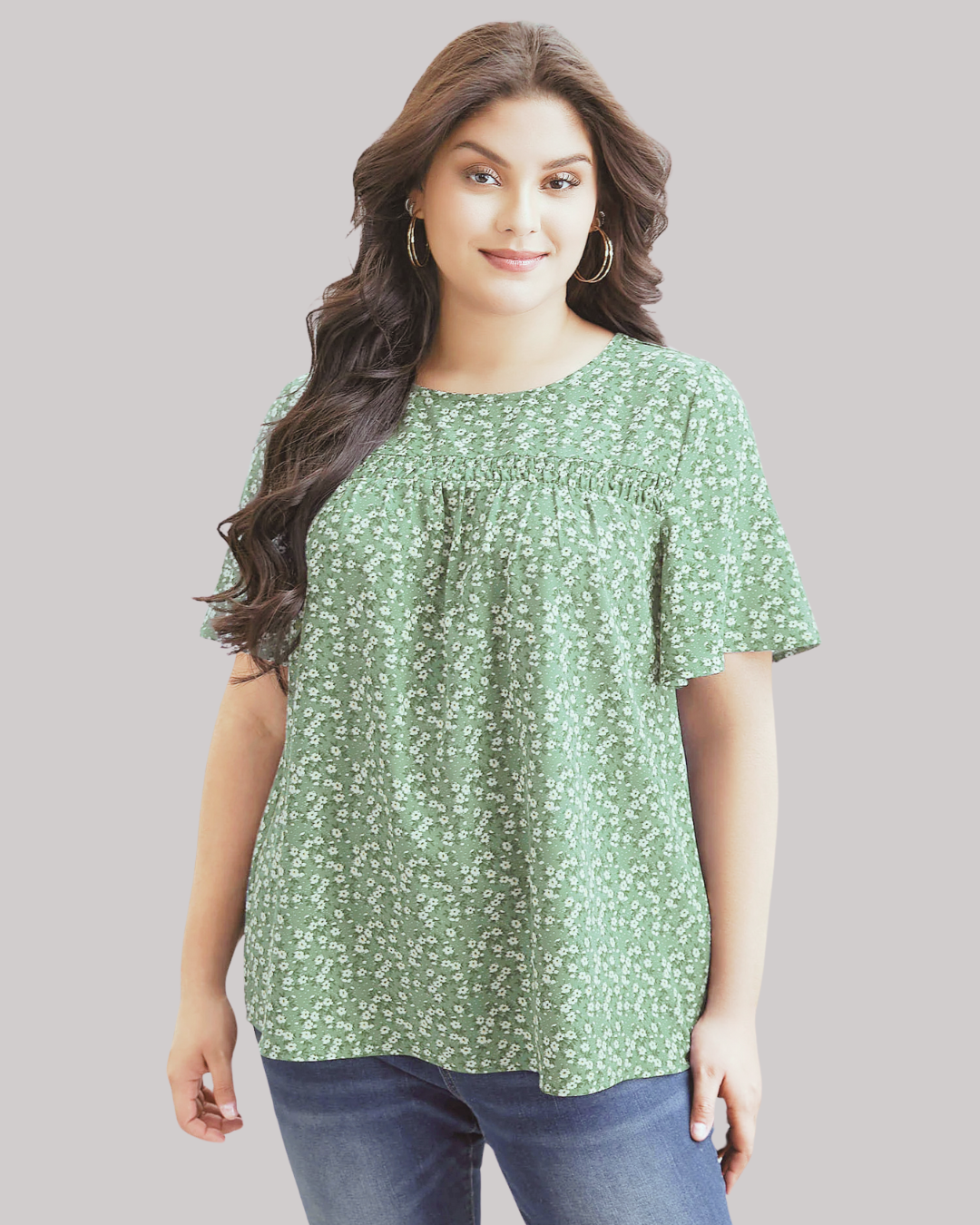 Blusa con Estampado Floral y Mangas Amplias Estilo Volante