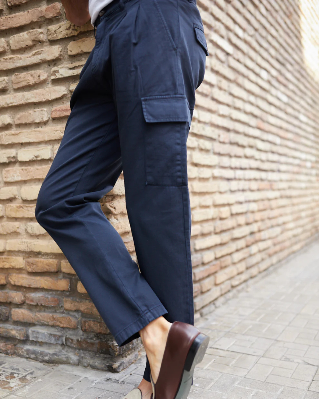 Pantalón Cargo de Lino y Algodón para Hombre