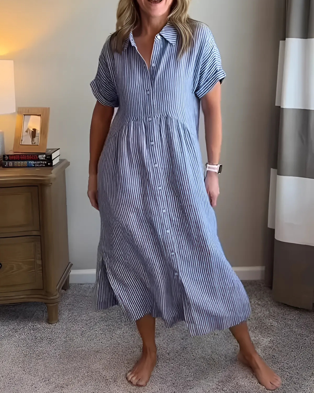 Vestido Camisero con Botones y Bolsillos
