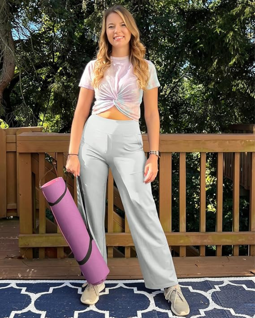 Pantalón Elástico de Cintura Alta y Holgados para Mujer