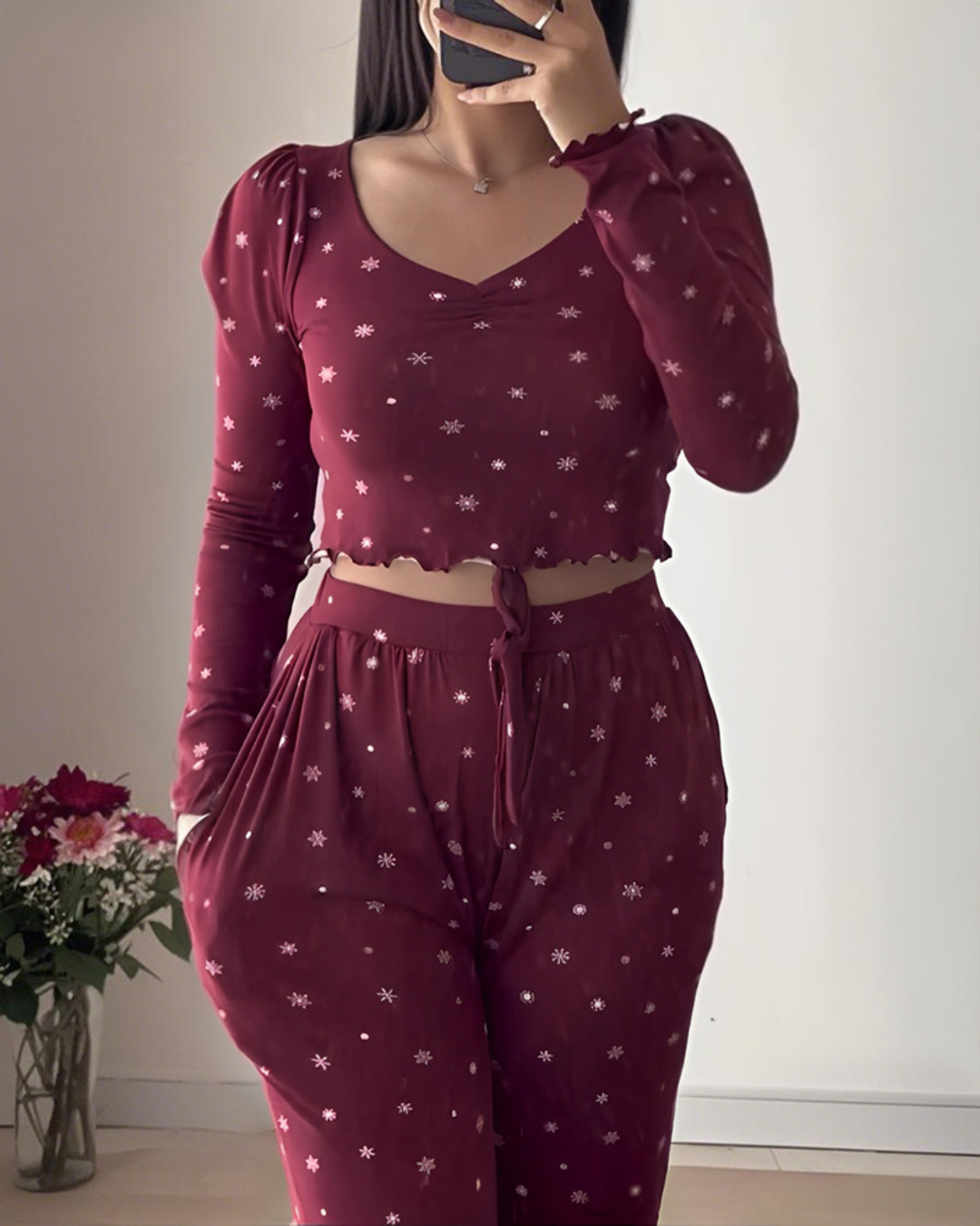 Conjunto Casual para Mujer en Vinotinto Comodidad y Estilo con Detalles que Destaca