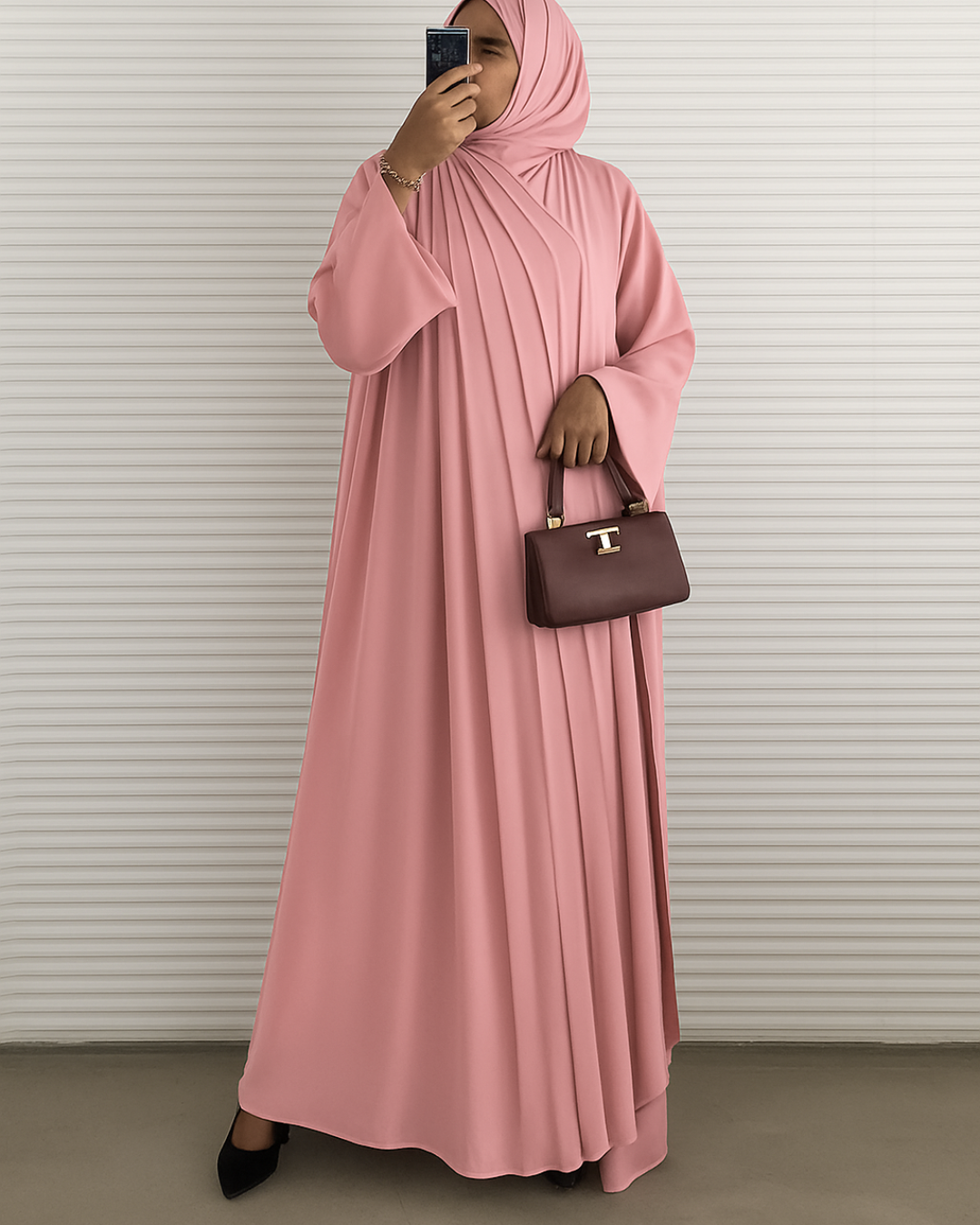 Vestido Abaya Fluido con Bolsillos Laterales