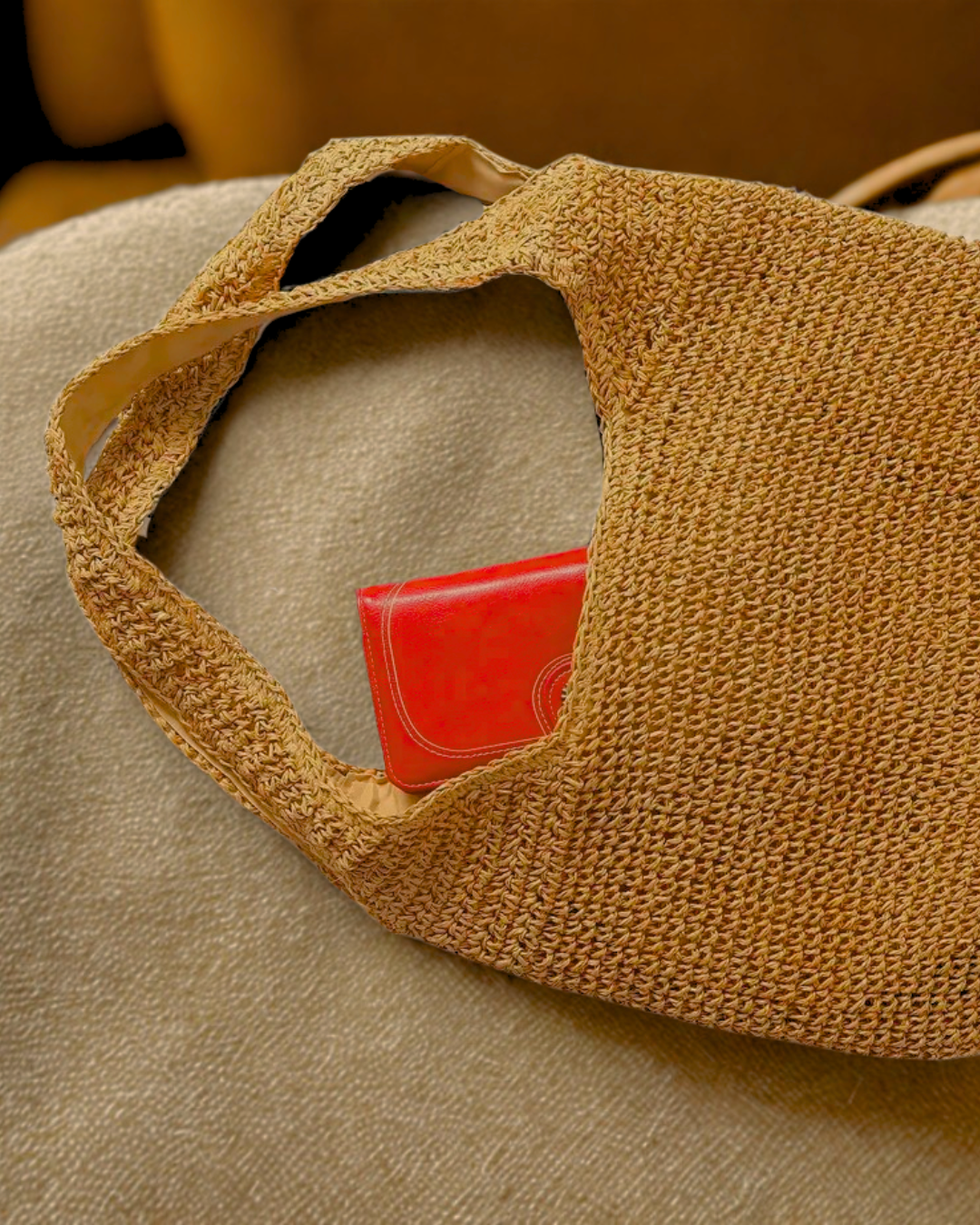 Bolso tejido de punto estilo boho