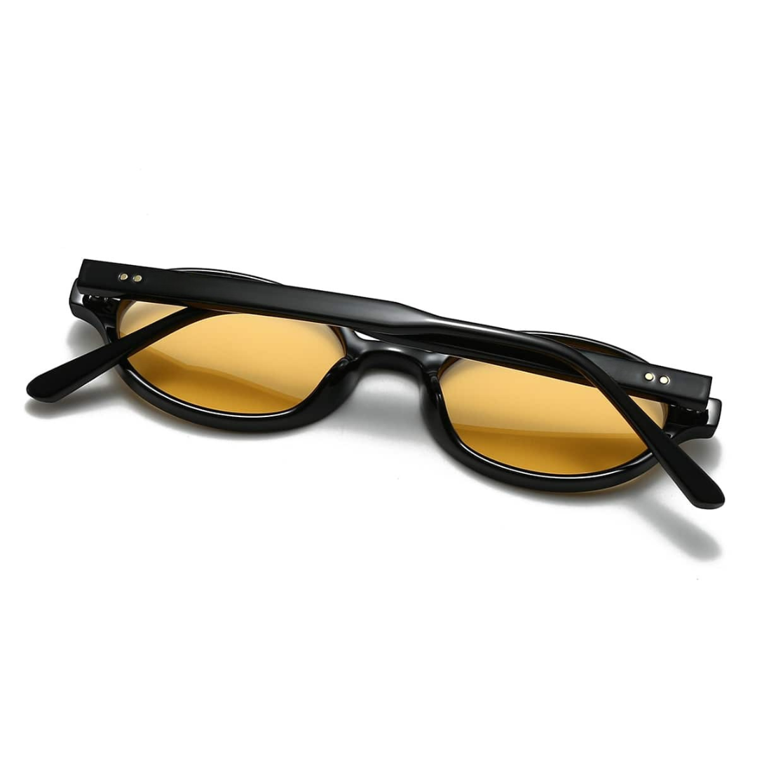 Gafas de Sol Ovaladas con Montura Negra de Estilo Retro Moderno