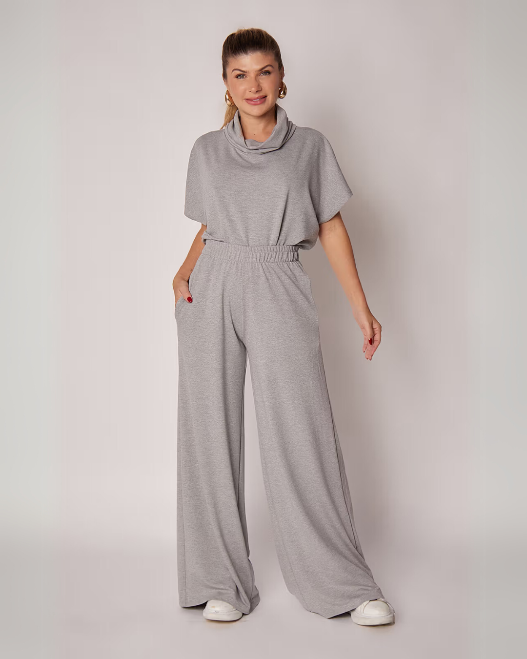 Conjunto Casual Dúo para Mujer en Gris Mezcla Versátil y Confortable