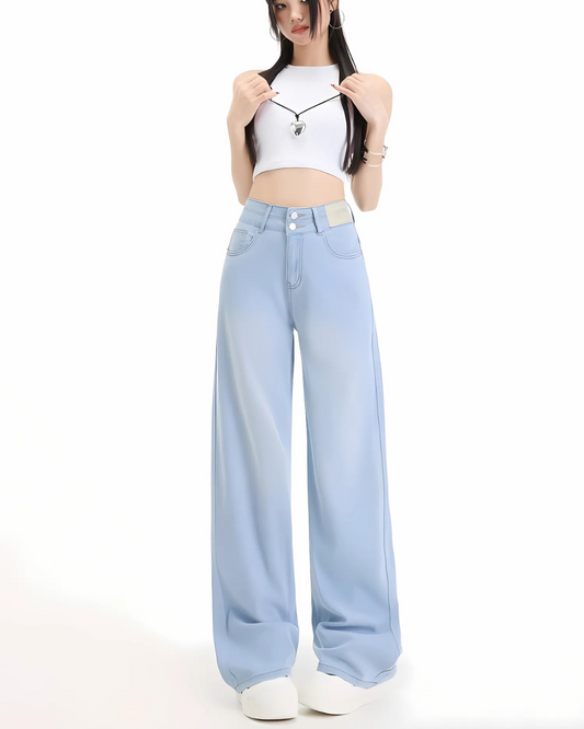 Pantalón Ancho con Dos Botones para Mujer