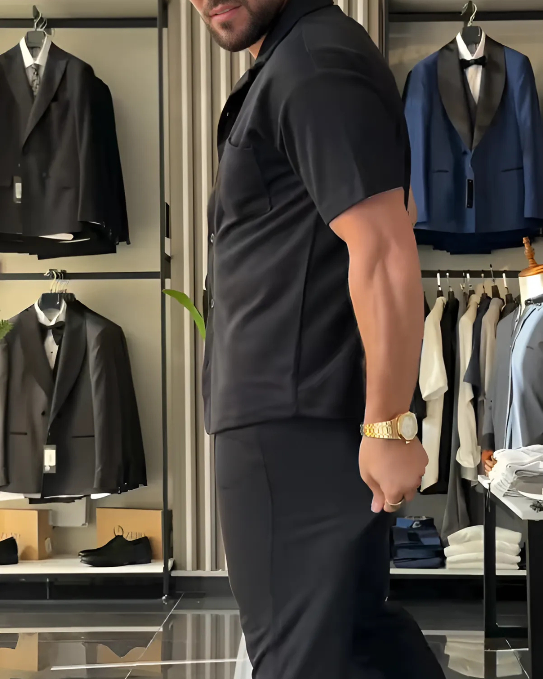 Conjunto Casual con Camisa Manga Corta y Pantalón para Hombre