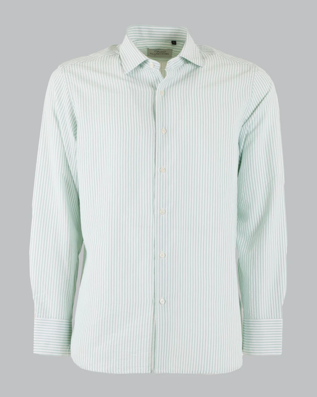 Camisa Clásica de Algodón con Rayas en Relieve para Hombre